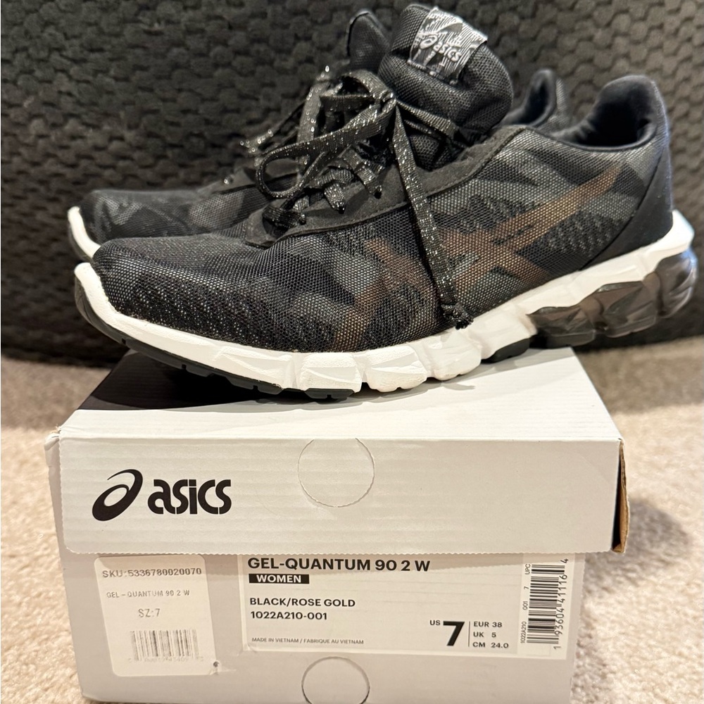 ASICS Gel-Quantum 90 2 W Black with Rose Gold Accents-Sz 7